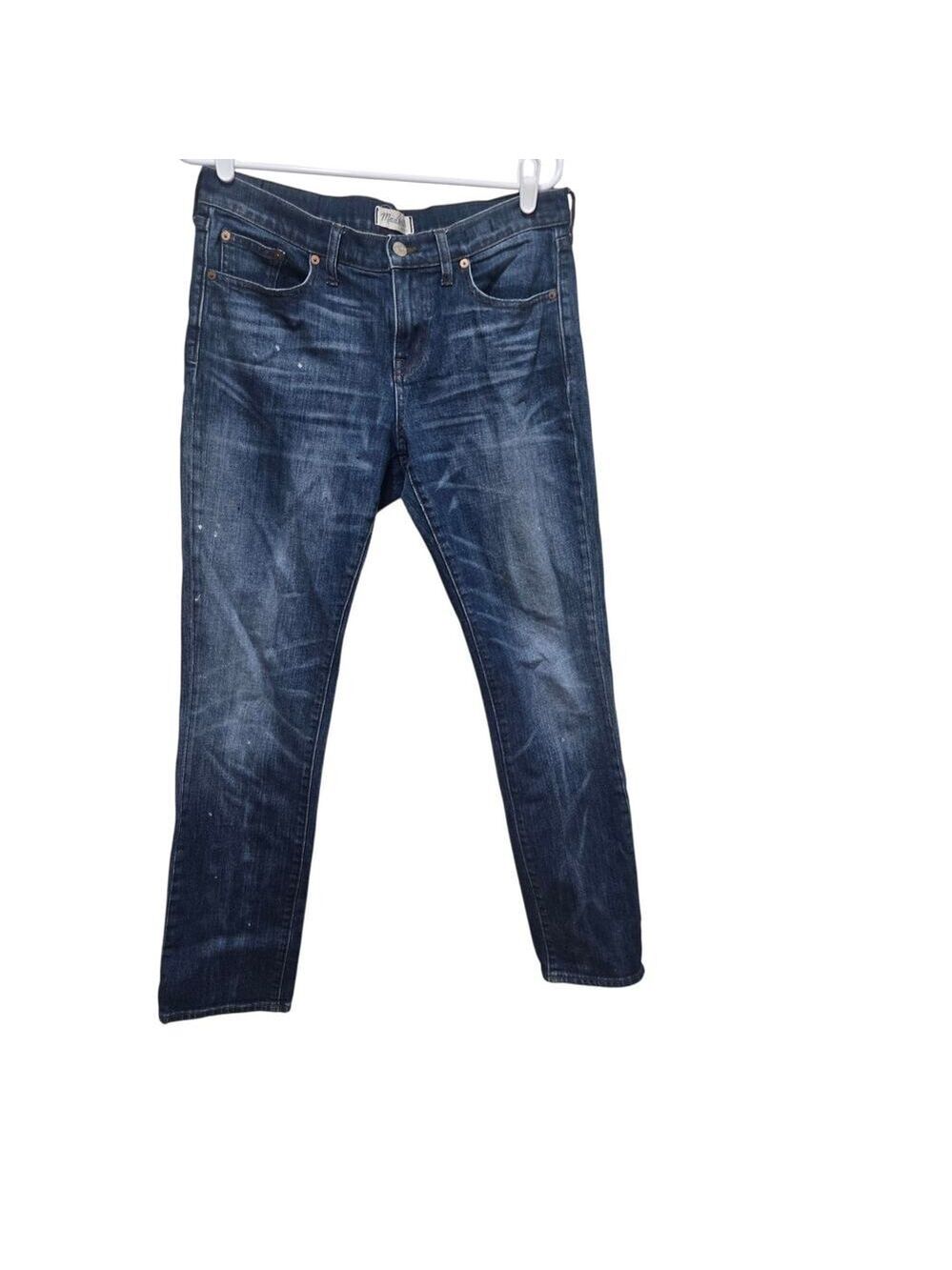 Madewell Slim Boy Jean Size 28 Dark Wash Denim Jeans Paint Splatter